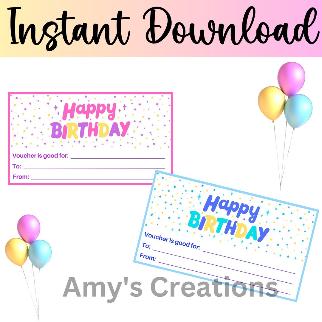 Happy Birthday Gift Certificate Template Printable Boy and - Etsy