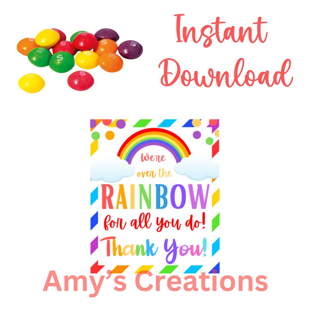 Rainbow Gift Tags: Colorful Thank You Printables for Employees, Staff ...