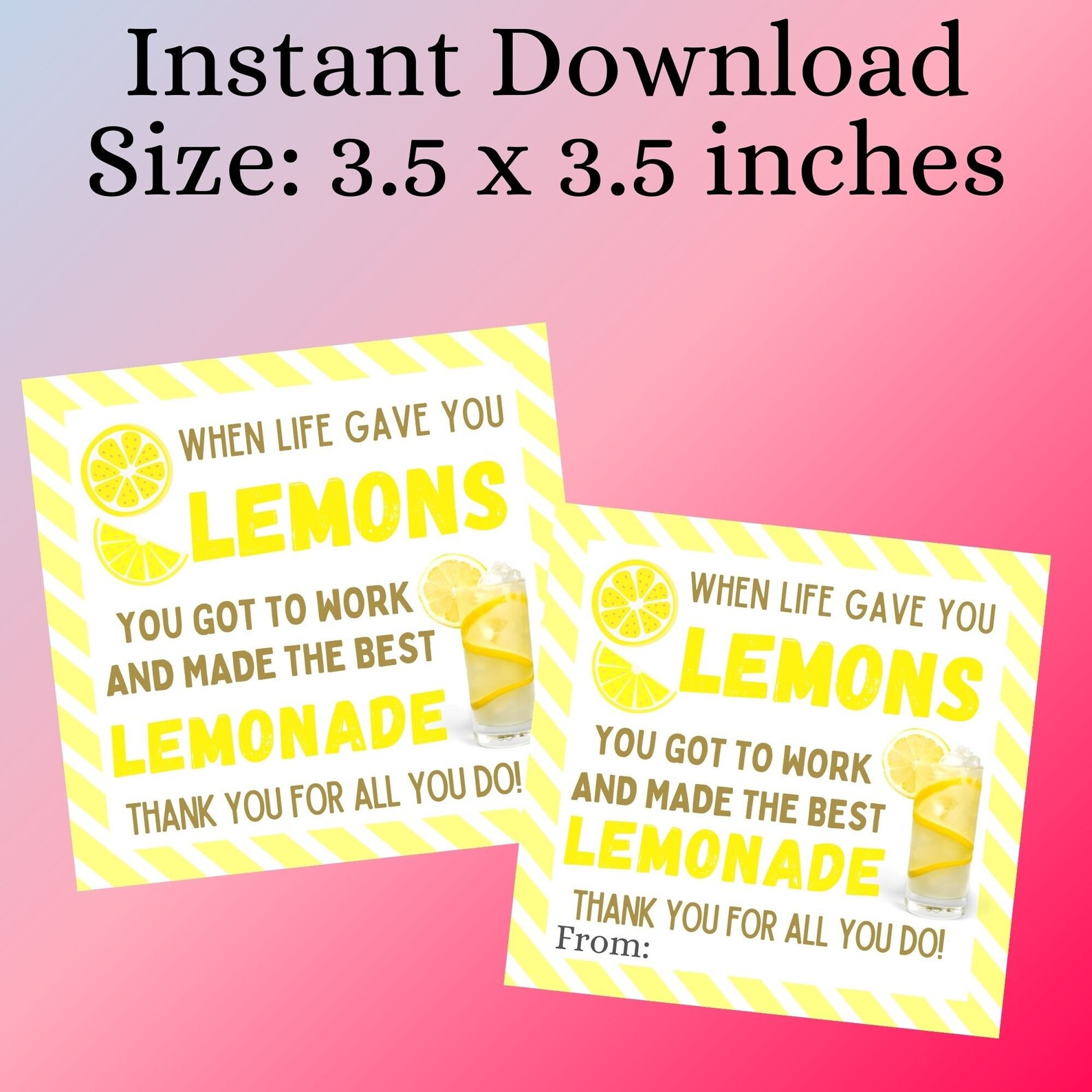 Printable Lemonade Gift Tag When Life Give You Lemons Tag Etsy