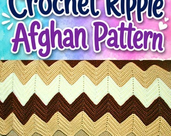 Ripple Chevron Afghan Blanket Crochet Pattern – Cozy Home Crafting Tutorial - Instant Download, PDF