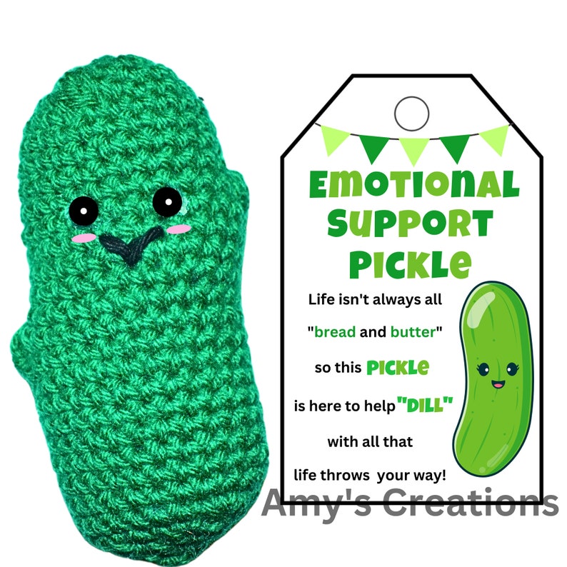Adorable Emotional Support Pickle Crochet PATTERN with Gift Tags Instant Download PDF image 6