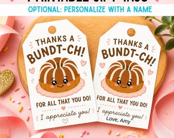 Printable Bundt Cake Gift Tags | Employee Appreciation, Treat Tags (PDF)