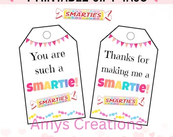 Etiquetas de regalo Smartie: Dulce agradecimiento, PDF imprimible (descarga instantánea)
