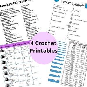 Ultimate Printable Crochet Charts Guide: Hook Sizes, Stitches, Abbreviations - Instant Download PDF