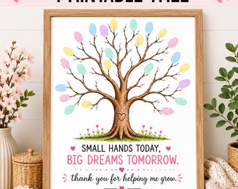 Fingerprint Tree Teacher Appreciation Gift, Printable Thank You Art (Instant Download)