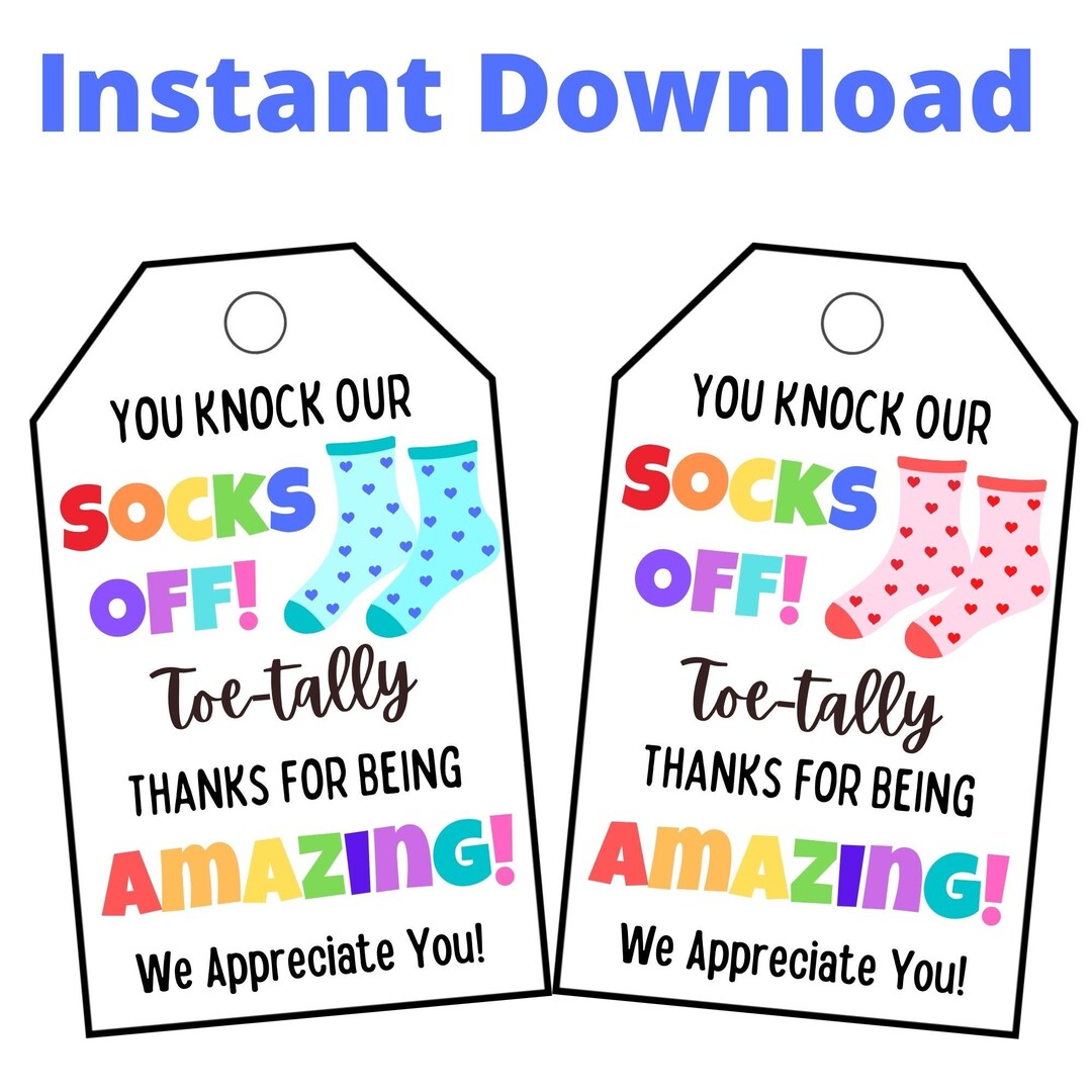 Printable Sock Gift Tags Mani Pedi Gift Thank You Gift Tag - Etsy