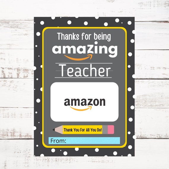 Printable Amazon Gift Card Holder Teacher Thank You Gift Tag - Etsy