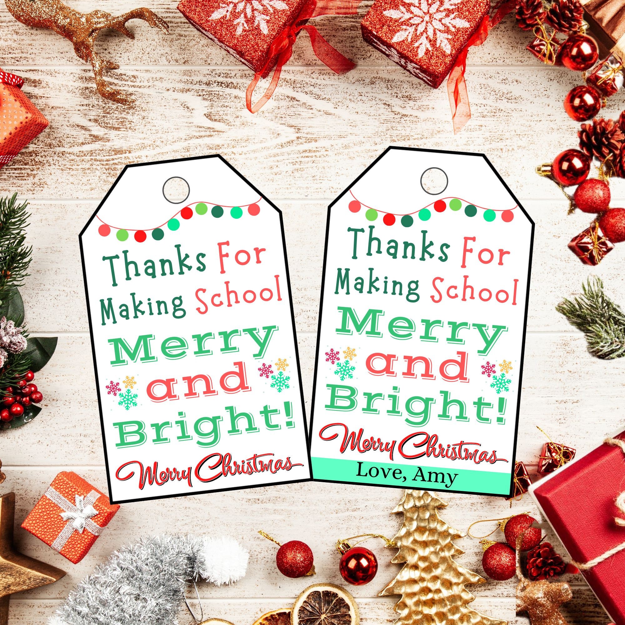 personalized christmas gift tags – teacher appreciation, school