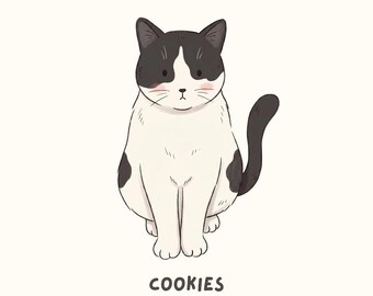 Custom Pet Portrait from Photo, Hand-Drawn Digital Pet Illustration, Custom Cat Illustration, Personalized Pet Gift, Memorial Printable Art