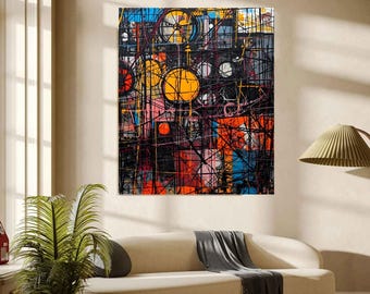 Abstract Circle and Lines Art Print – Modern Colorful Wall Decor (Digital Download)