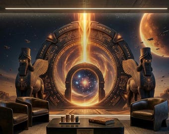 Anunnaki Stargate Wall Art, Nibiru Portal Ancient Aliens Print, Sumerian Gods Ziggurat Poster, High Res Digital Download, Sci-Fi Decor