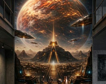 Arte mural del planeta Nibiru / Lámina sumeria de antiguos alienígenas / Póster de ciencia ficción Anunnaki / Decoración para sala de juegos / Descarga digital
