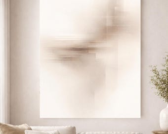 Minimalist Abstract Beige Wall Art, Neutral Modern Glitch Texture Print (Digital Download)