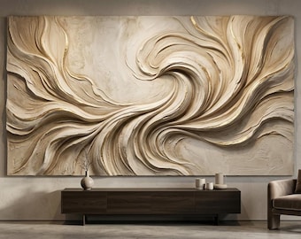 Set of 2 3D Textured Beige Abstract Prints, Sculptural Minimalist Wall Decor (Digital Download)