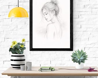 Minimalist Woman Portrait Sketch Set of 2 | Soft Line Art Wall Art (Digital Download)