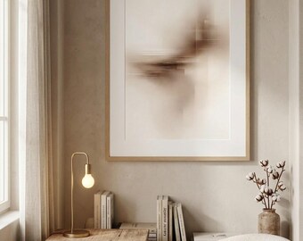 Arte mural neutro Japandi / Lámina abstracta borrosa en tonos beige y crema / Póster minimalista de enfoque suave / Descarga digital