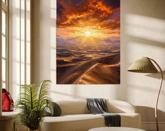 Desert Textured Sunset Dunes Landscape Print | Neutral Wall Art (Digital Download)