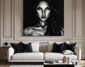 Women- Black, Mystical,Sensual Fine Art Portrait, Modern Gallery Wall Art( Digital download).