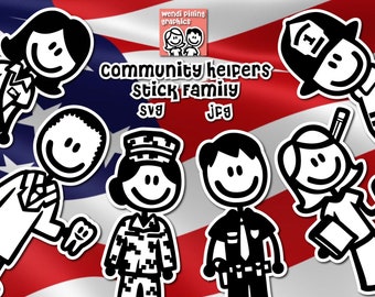 Community Helpers Family Digital File for Cricut and Silhouette, Instant Download