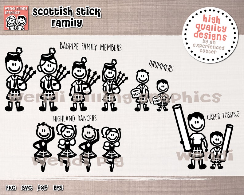 Download Scottish Stick Family SVG Cutting File for Cricut and | Etsy
