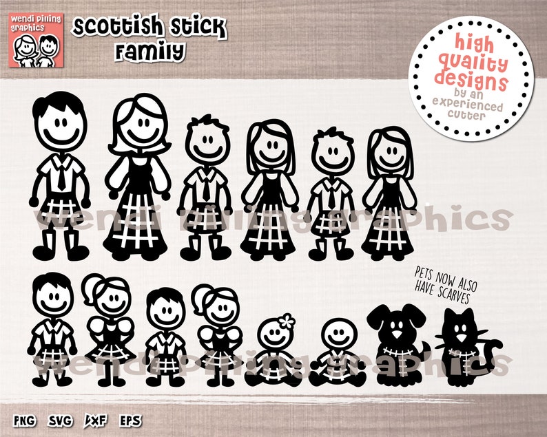 Download Scottish Stick Family SVG Cutting File for Cricut and | Etsy