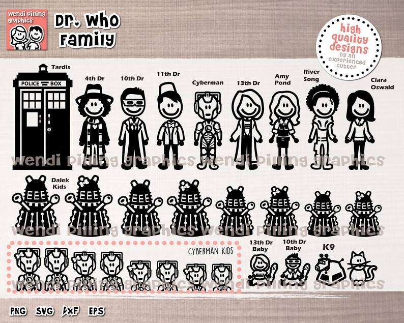 Download Dr. Who Stick Family SVG Cutting File for Cricut and | Etsy