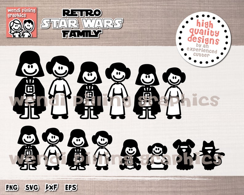 Star Wars Retro Stick Family SVG Cutting File for Cricut ...