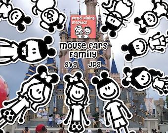 Mouse Ears Stick Family SVG Digital File Instant Download