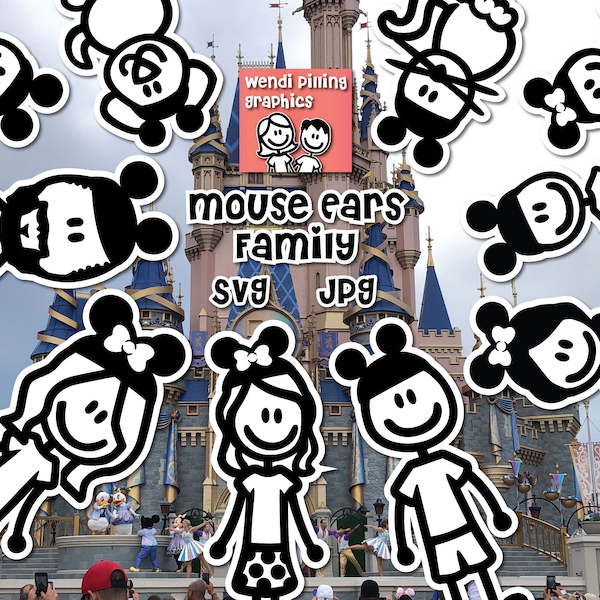 Mouse Ears Stick Family SVG Digital File Instant Download