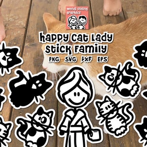 Glückliche Katzenfamilie, digitale Datei für Cricut und Silhouette, Instant Download