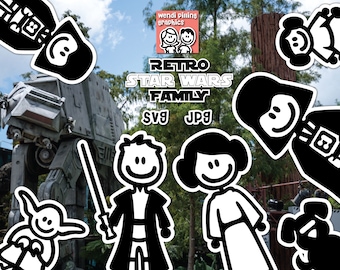 Star Wars Retro Stick Family SVG Cutting File for Cricut, Instant Download