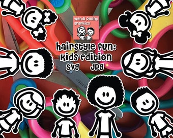 Hairstyle Fun: Kids Edition Stick Family Digital File Instant Download