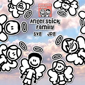 Angel Stick Family Digital Cutting File, Natychmiastowe pobranie