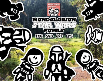 Star Wars Mandalorian Stick Family SVG Cutting File for Cricut and Silhouette, Instant Download