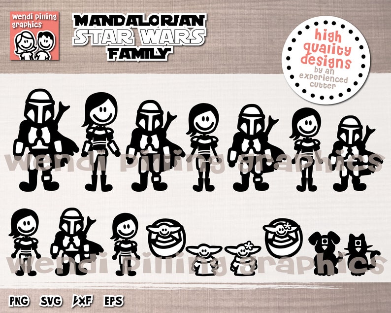 Download Star Wars Mandalorian Stick Family SVG Cutting File for ...