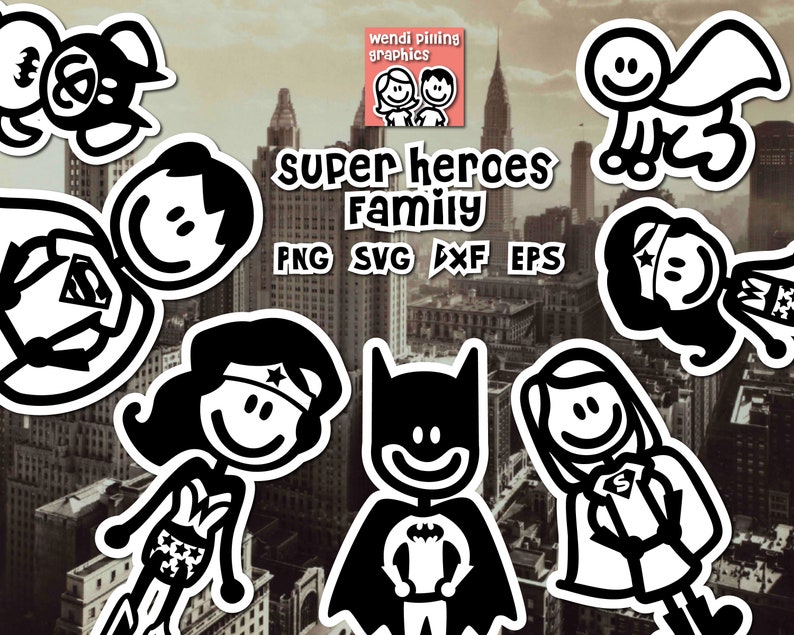 Download Super Heroes Stick Family SVG Cutting File for Cricut and | Etsy