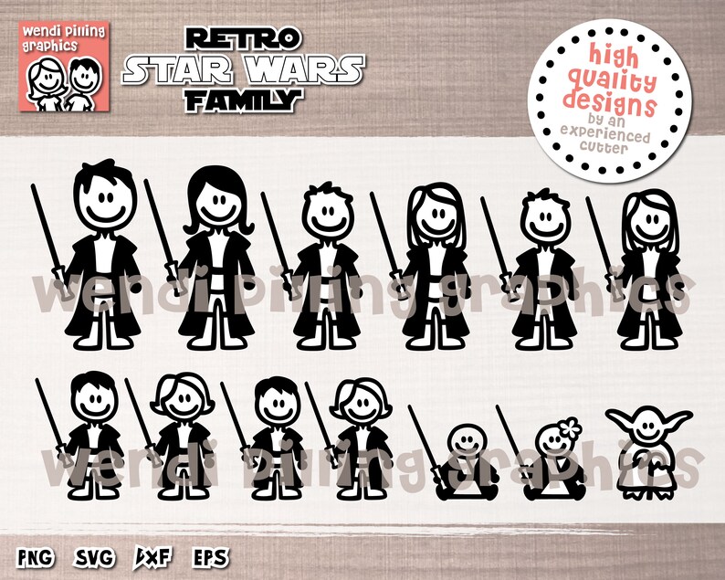 Download Star Wars Retro Stick Family SVG Cutting File for Cricut and | Etsy