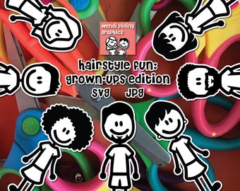 Hairstyle Fun: Grown Ups Edition Stick Family Digital File Instant Download