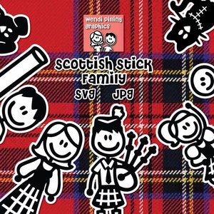 Download istantaneo del file digitale SVG della famiglia Stick scozzese