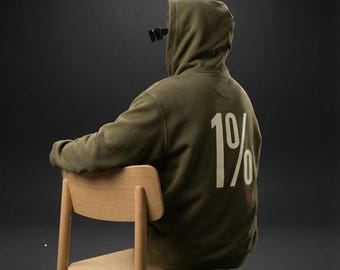 GRYNDORA® “1%” Hoodie – Minimalist Quiet Luxury Streetwear | Premium Backprint | Unisex Winter Hoodie | Bone on Black