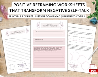 CBT Worksheets | Positive Affirmations | Art Therapy | Journal Pages | Worksheets | Behavioral Therapy Bundle | Self Care Bundle