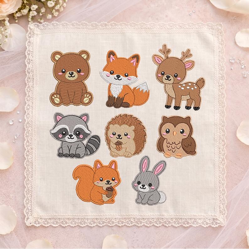 Woodland Animals Embroidery Design Bundle, Bear Fox Deer Owl (instant ...