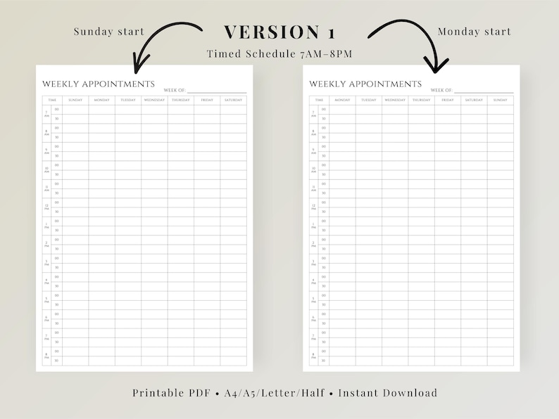 Weekly Appointment Planner Printable, Appointment Book, Log, Weekly ...