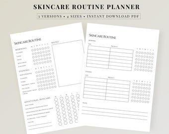 Skincare Routine Printable, Weekly Skincare Tracker, Skincare Checklist, Morning & Evening Beauty Planner, A4 A5 US Half Letter, Instant PDF