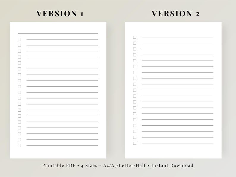 Simple Blank List Printable, Minimal Task List PDF, Checklist Planner ...