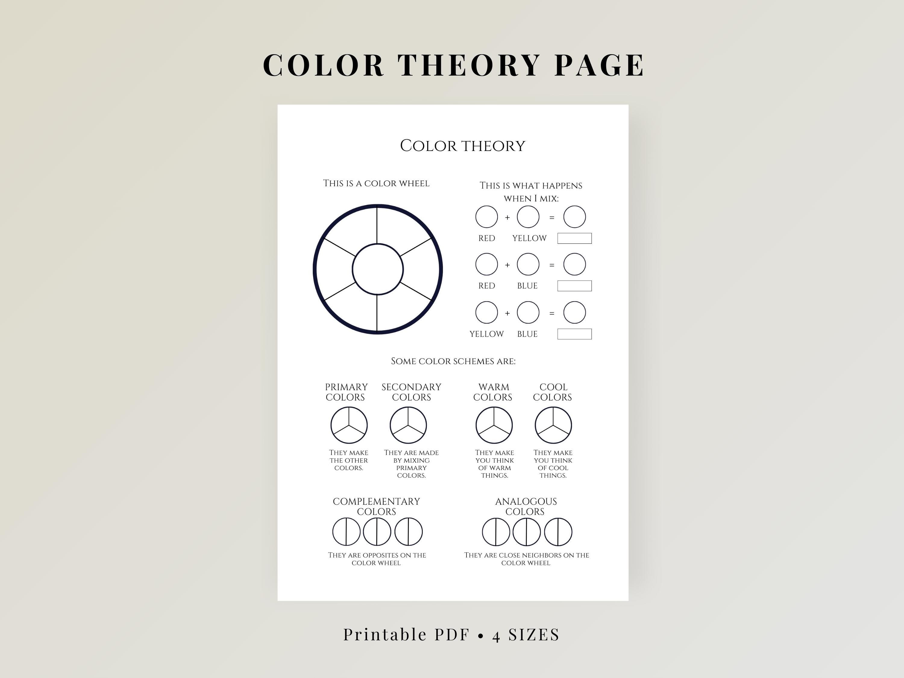 Color Wheel, Color Theory Printable Set (3 Pages) | Color Mixing ...