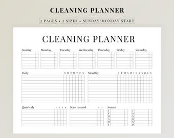 Cleaning Planner Printable, Cleaning Schedule PDF, Weekly Daily Monthly Cleaning Checklist, Household Organizer, Home Planner A4 US Letter