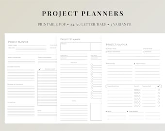Project Planner Printable, Project Planning Template, Project Management Planner, Goal & Task Tracker, A4 A5 Letter Half Letter PDF