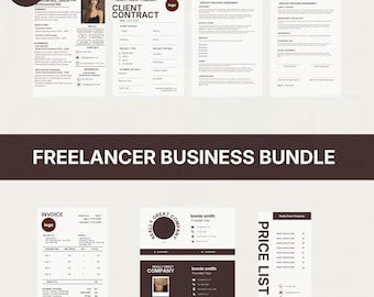 Freelance Business Templates Bundle, Resume, Invoice, Price List, Contract & Email Signature Templates, Small Business Templates