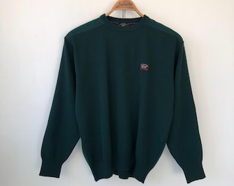 Maglione da uomo Paul & Shark Yachting in lana verde, taglia M, prodotto in Italia.